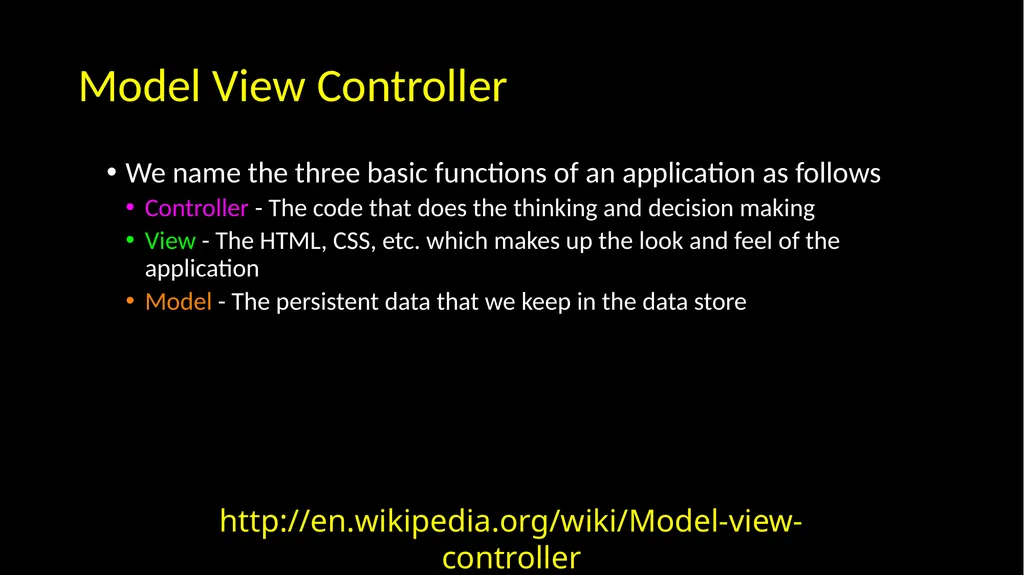 Model View Controller (MVC) Charles Severance - slide 5 of 11