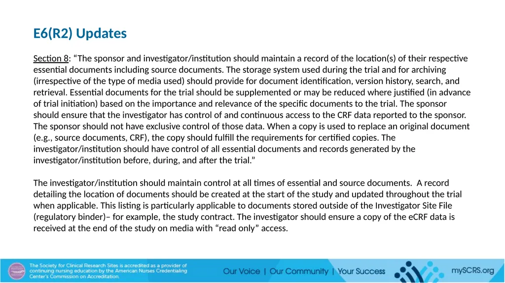 SCRS Site Management Module E6(R2) and (R3) Update - slide 2 of 4