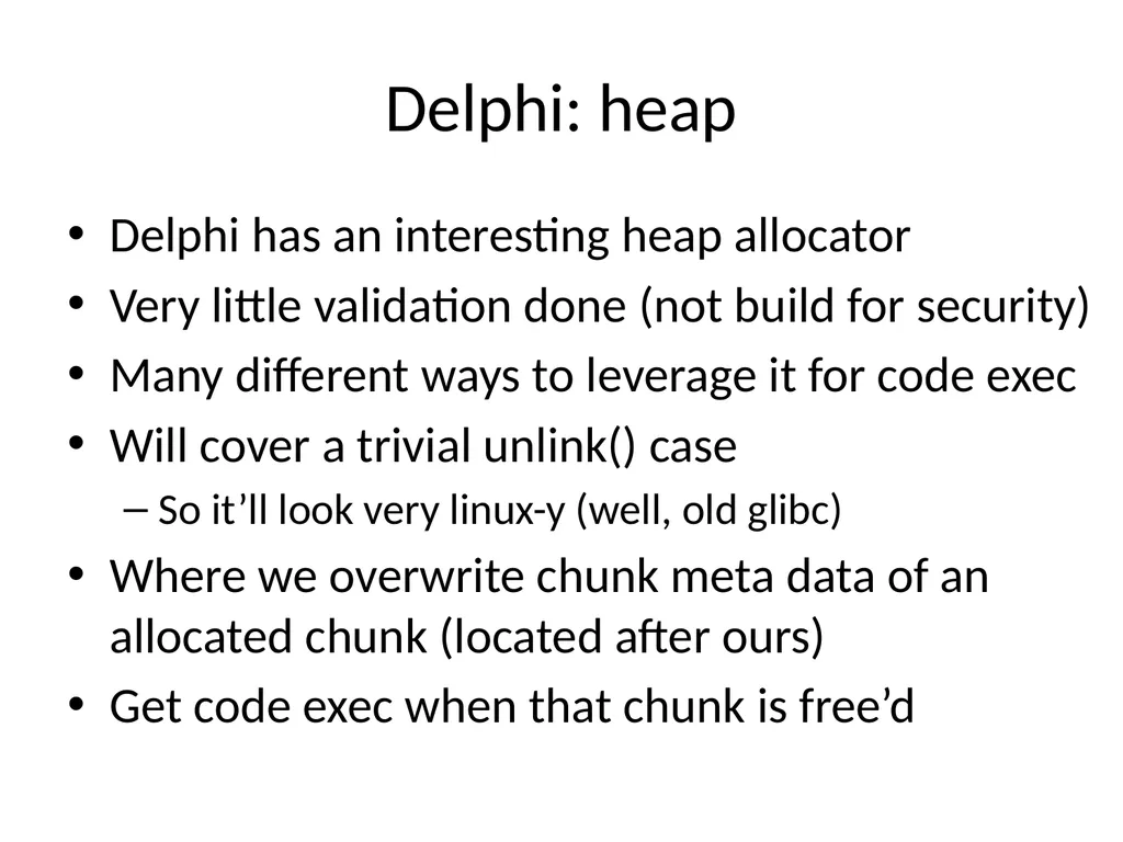 Exploiting delphi/Object pascal Ilja van Sprundel - slide 13 of 52