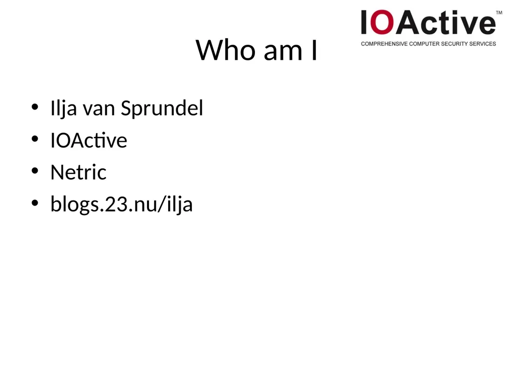 Exploiting delphi/Object pascal Ilja van Sprundel - slide 2 of 52