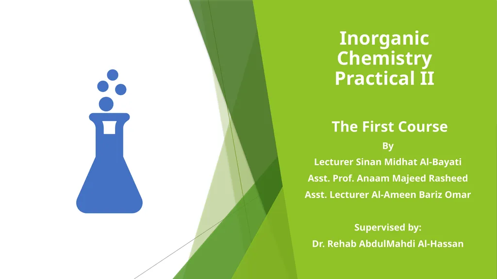 Inorganic Chemistry Practical II The First Course - slide 1 of 5