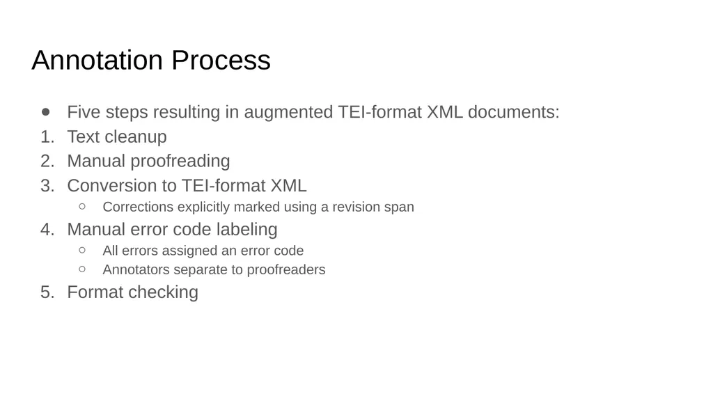 Creating an Error Corpus: Annotation and - slide 4 of 7