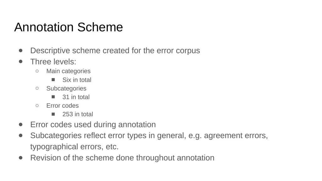 Creating an Error Corpus: Annotation and - slide 5 of 7