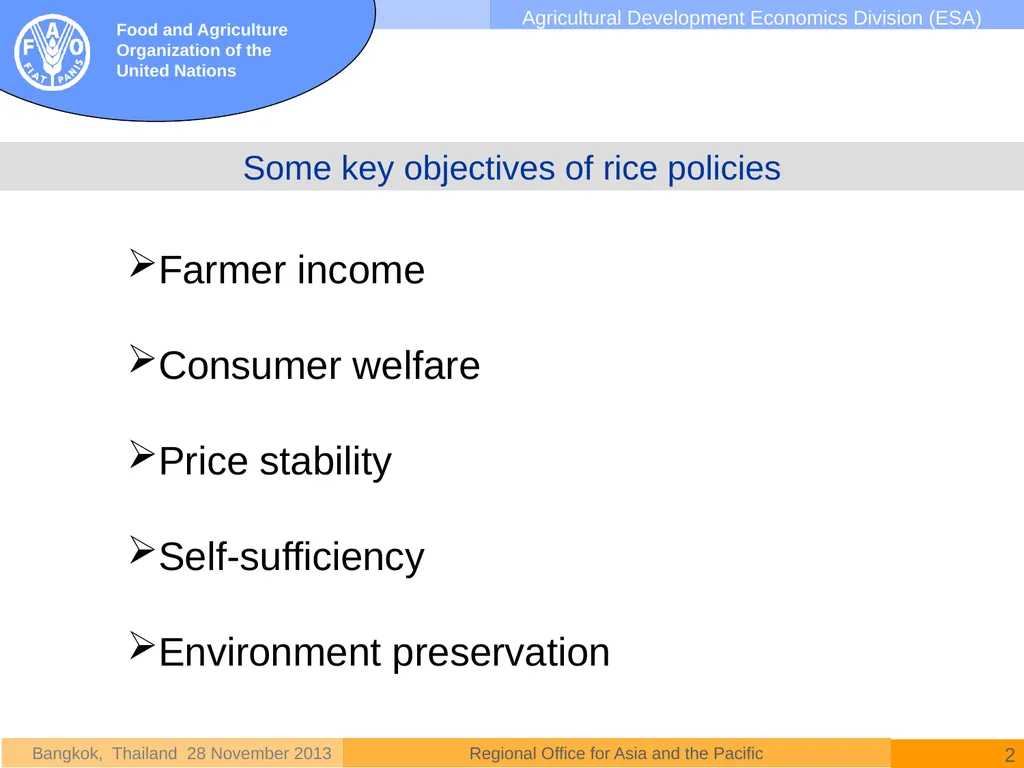 National rice policies in Asia David Dawe - slide 2 of 15