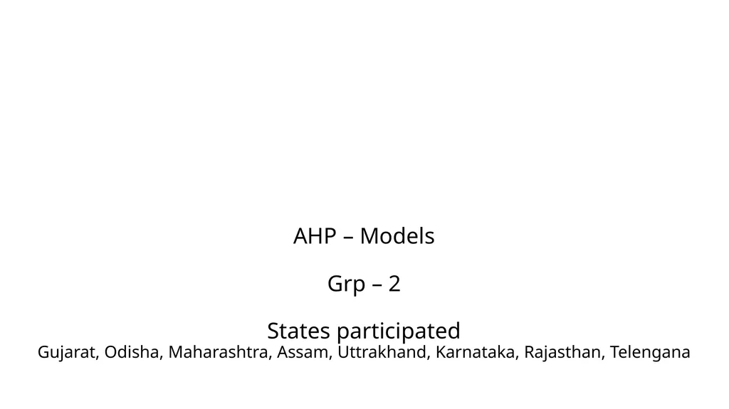 AHP – Models Grp – 2 States participated Gujarat, - slide 1 of 7