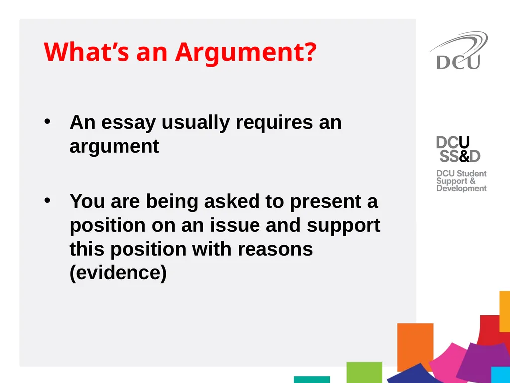 DCU Student Learning Critical Writing for MA - slide 5 of 20