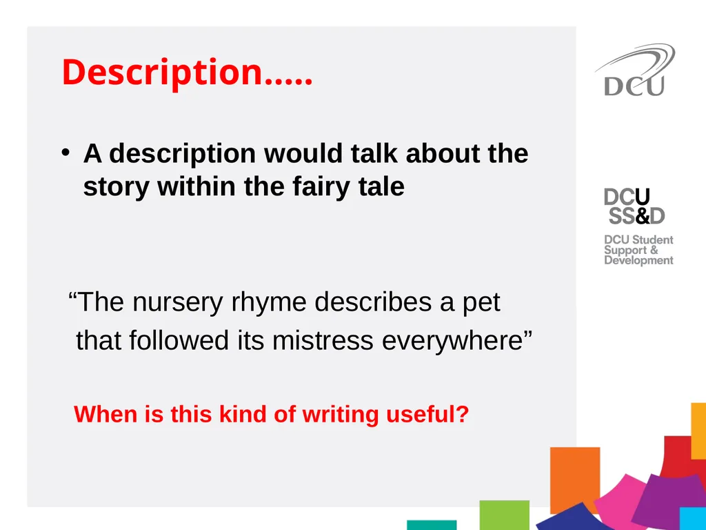 DCU Student Learning Critical Writing for MA - slide 11 of 20