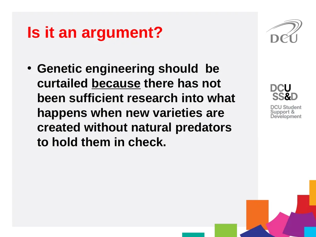 DCU Student Learning Critical Writing for MA - slide 7 of 20