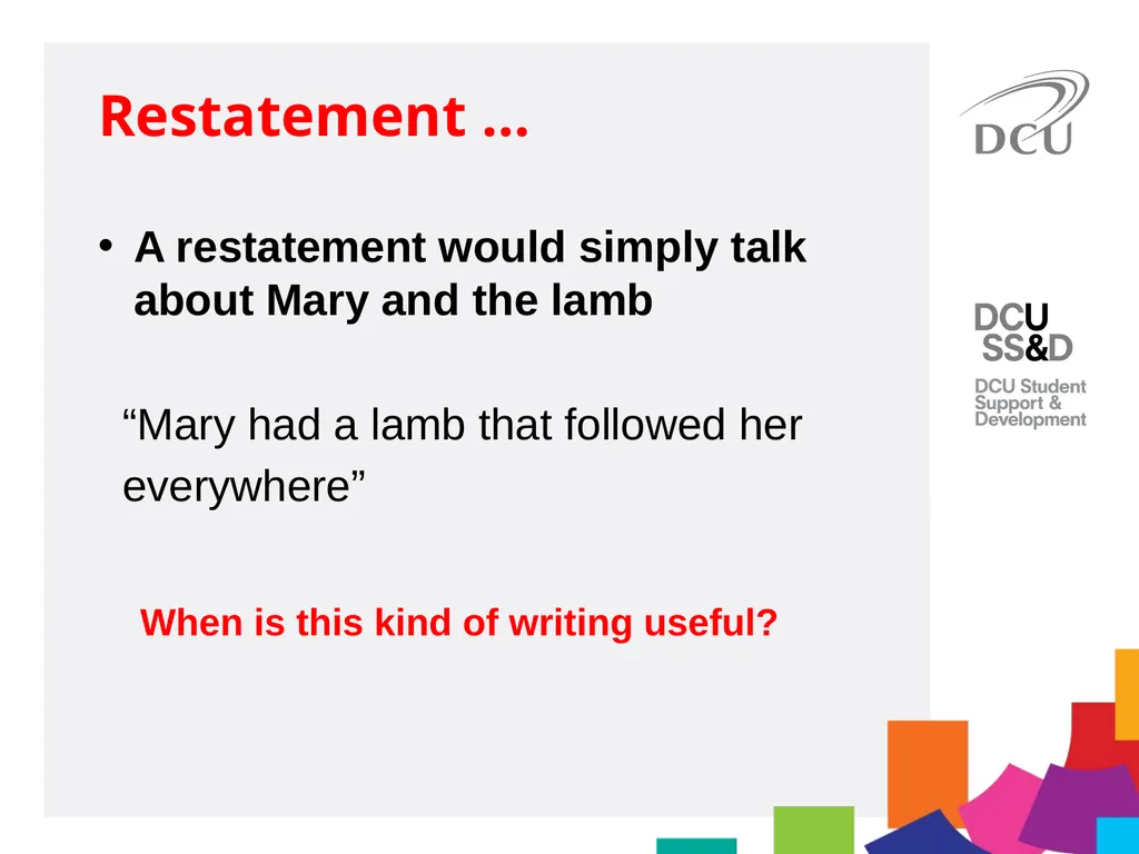 DCU Student Learning Critical Writing for MA - slide 10 of 20