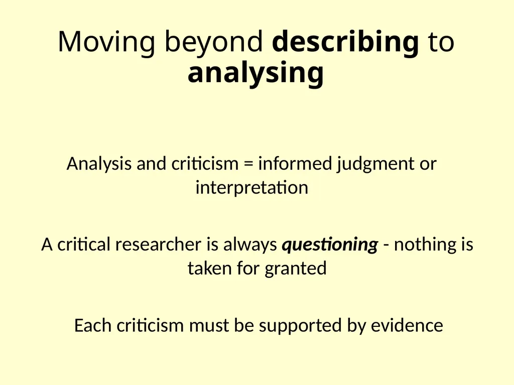 Critical analysis - slide 8 of 11