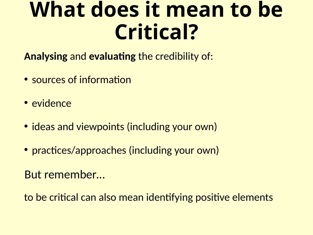 Critical analysis - slide 3 of 11