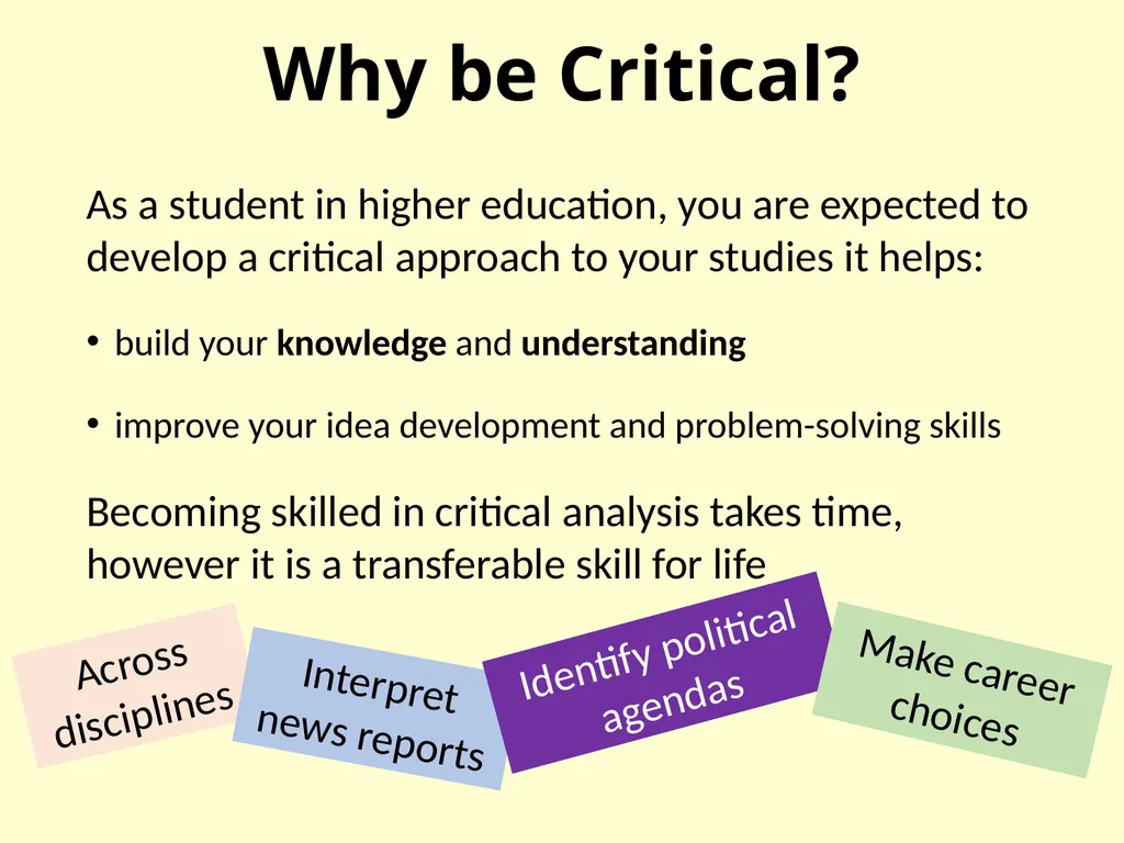 Critical analysis - slide 2 of 11
