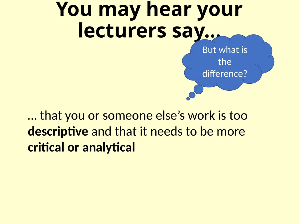 Critical analysis - slide 4 of 11