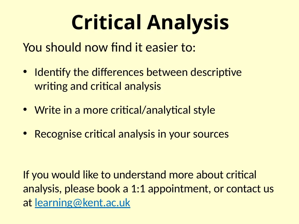 Critical analysis - slide 9 of 11