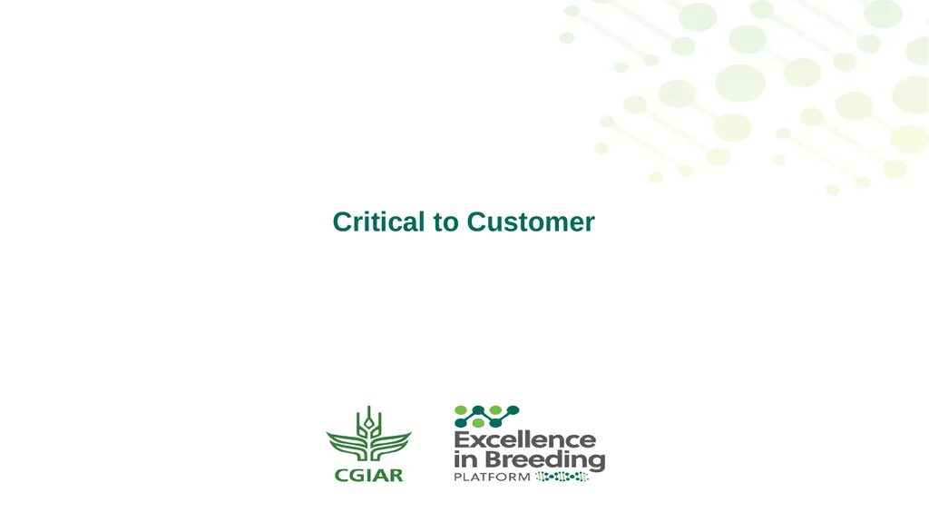 Critical to Customer Who is the Customer? Who is - slide 1 of 9