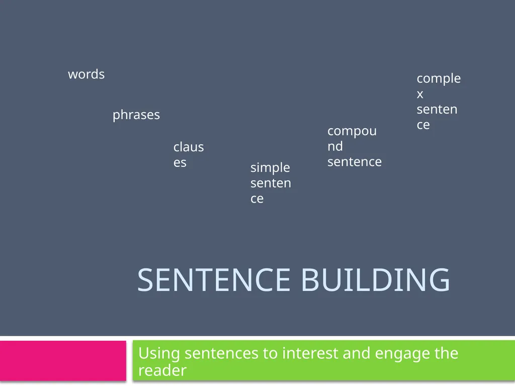 SENTENCE BUILDING Using sentences to interest and - slide 1 of 14