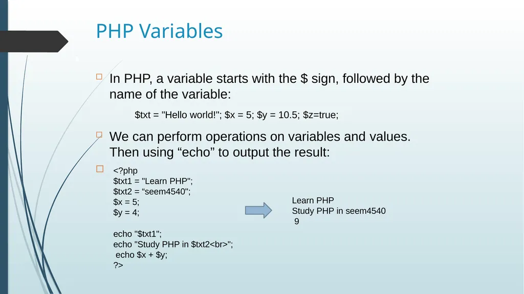SEEM 4540 Tutorial 4 Basic PHP based on w3Schools - slide 8 of 22