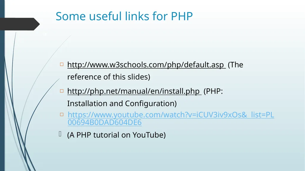 SEEM 4540 Tutorial 4 Basic PHP based on w3Schools - slide 21 of 22