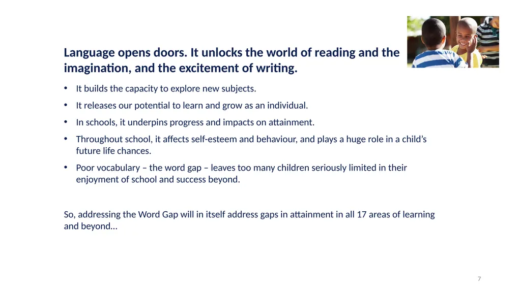 Narrowing the Gap in Early Years Closing the gap - slide 7 of 17