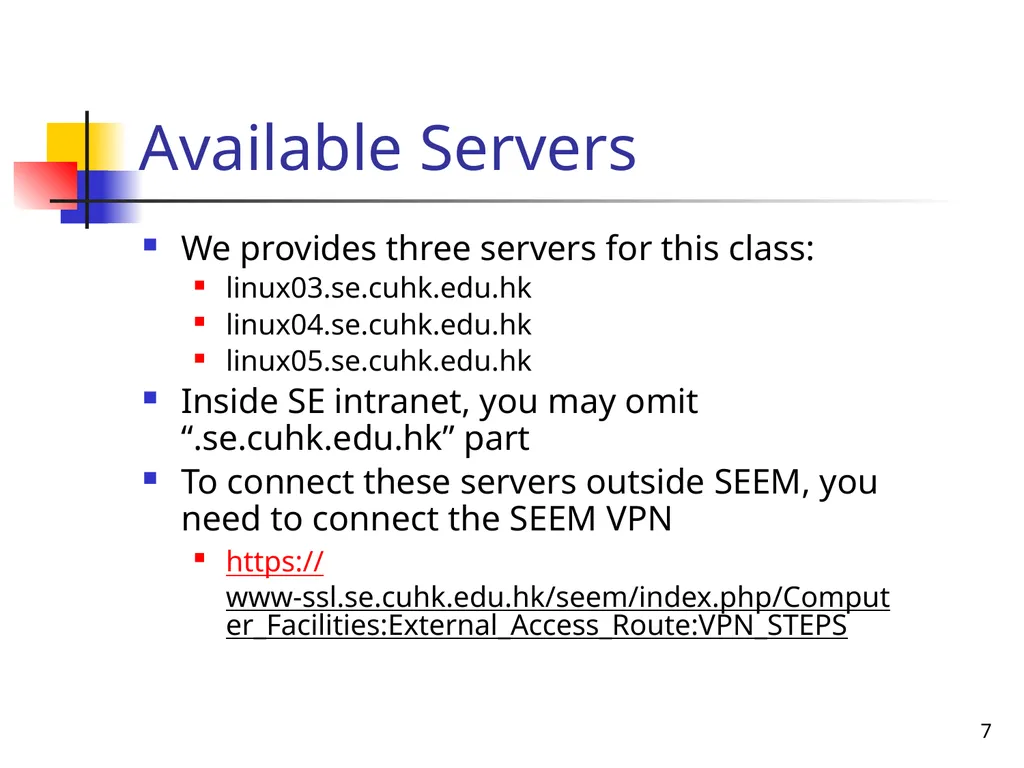 1 SEEM3460 Tutorial Unix Introduction 2 - slide 7 of 19