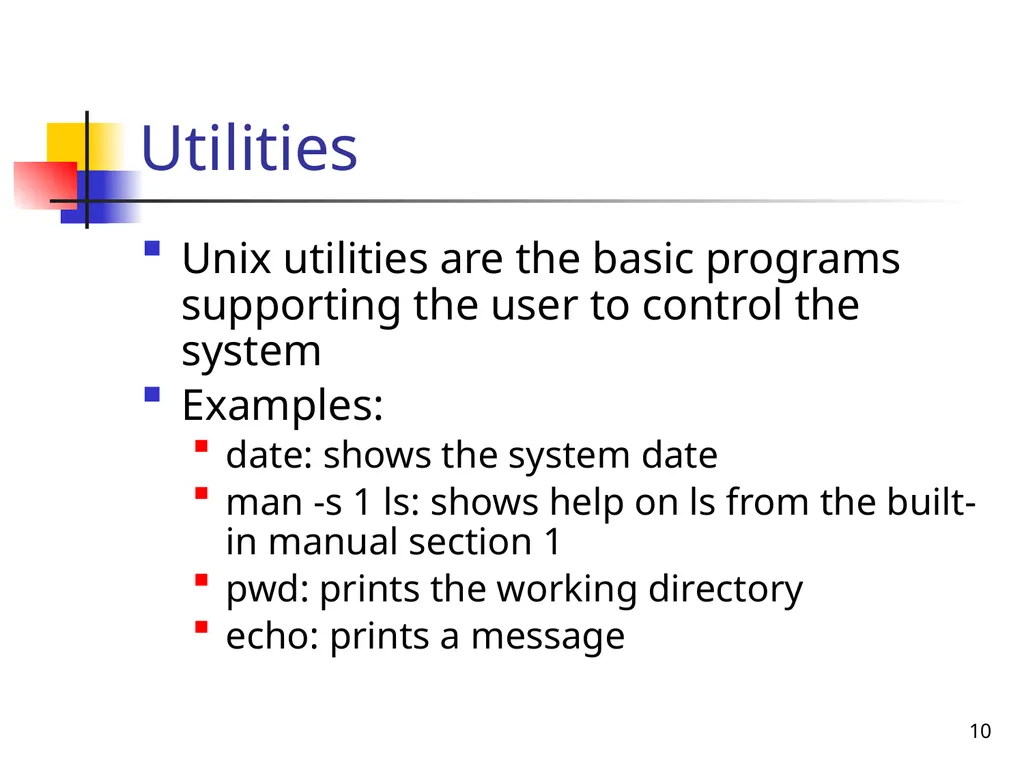 1 SEEM3460 Tutorial Unix Introduction 2 - slide 10 of 19