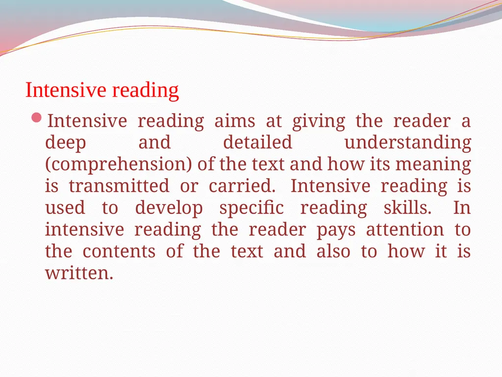Ways we read… skimming extensive intensive - slide 11 of 13