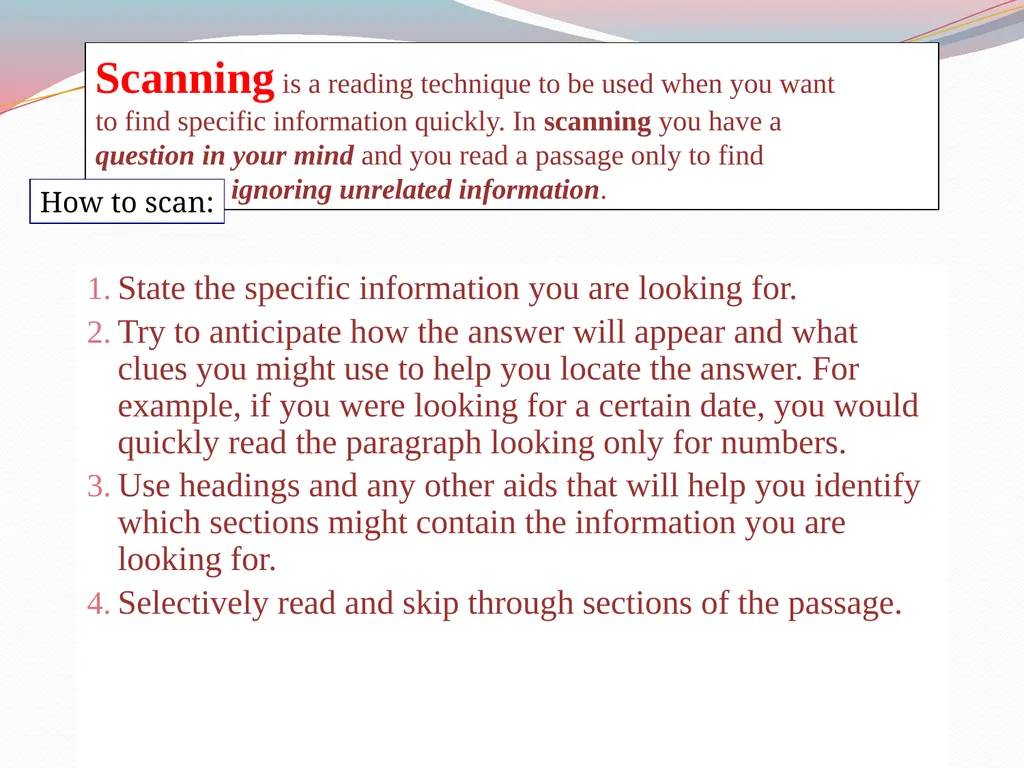 Ways we read… skimming extensive intensive - slide 8 of 13