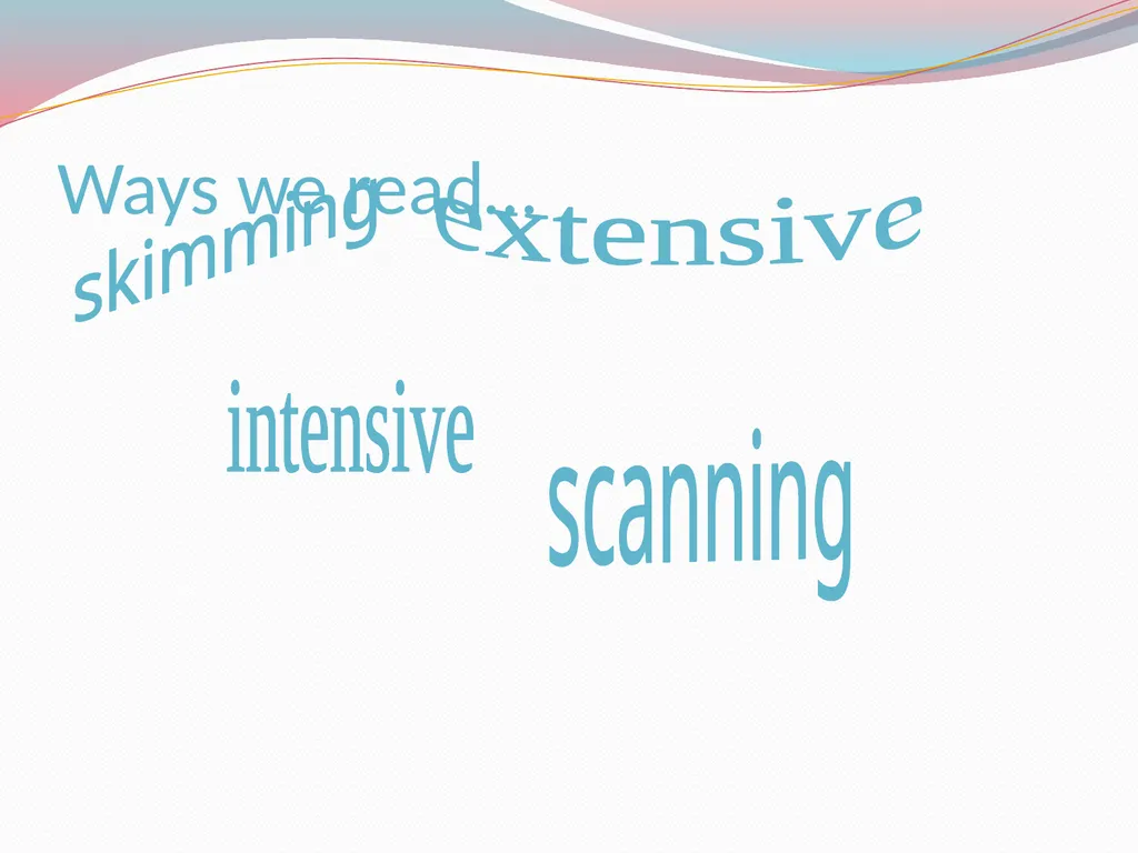 Ways we read… skimming extensive intensive - slide 1 of 13