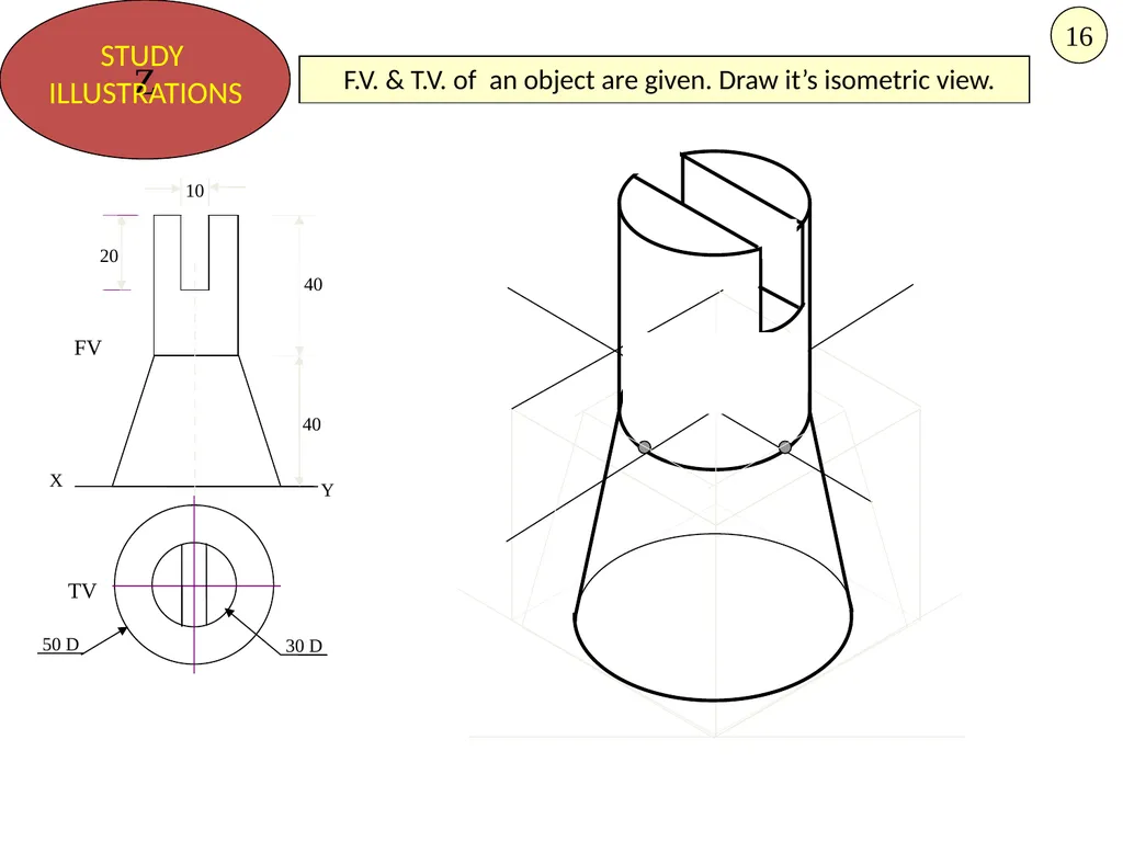 HALF CYLINDER LYING ON H.P. ( with flat face // - slide 10 of 39