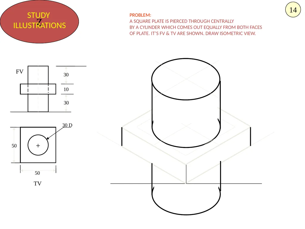 HALF CYLINDER LYING ON H.P. ( with flat face // - slide 8 of 39