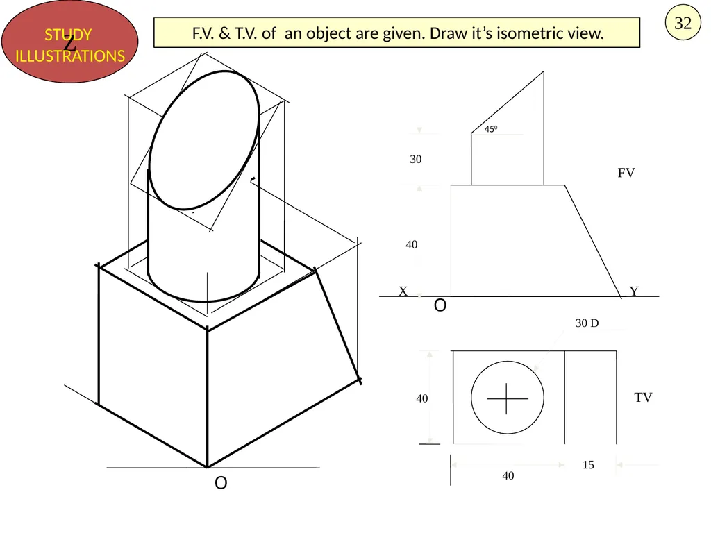 HALF CYLINDER LYING ON H.P. ( with flat face // - slide 25 of 39