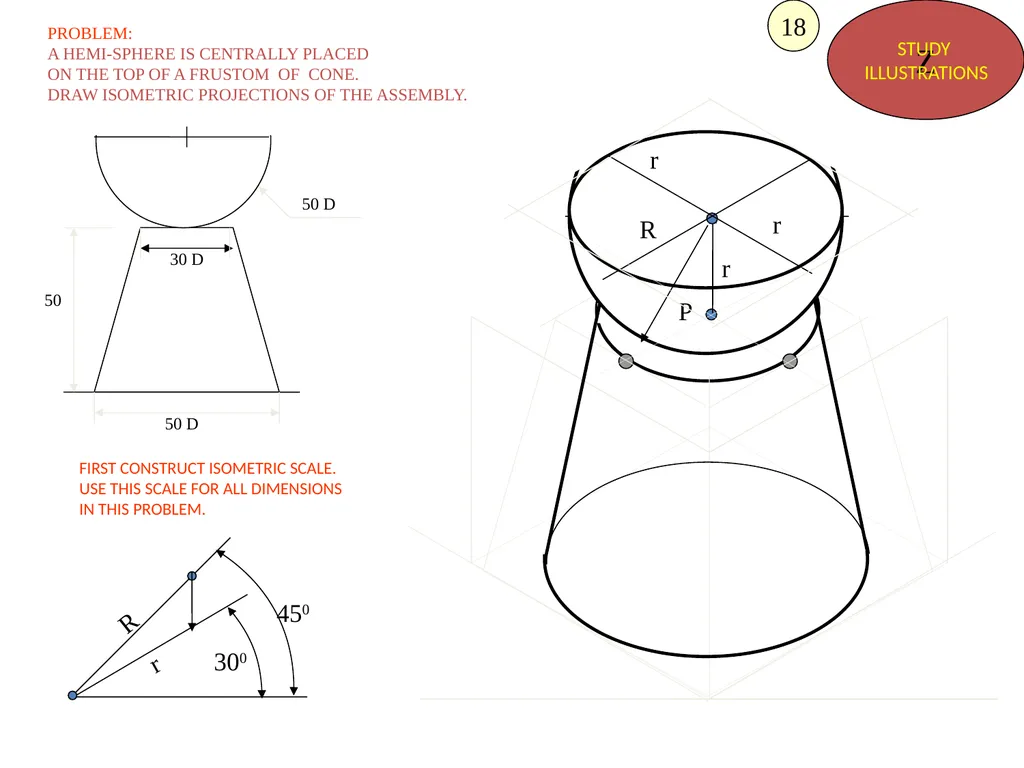 HALF CYLINDER LYING ON H.P. ( with flat face // - slide 12 of 39