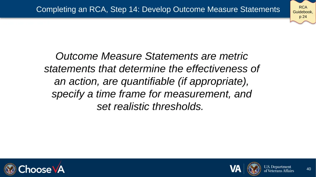 Guide to Performing a Root Cause Analysis: A - slide 40 of 52
