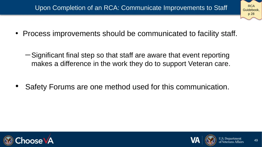 Guide to Performing a Root Cause Analysis: A - slide 49 of 52