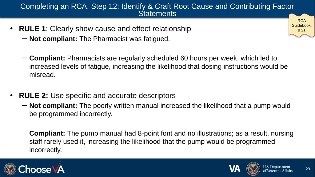 Guide to Performing a Root Cause Analysis: A - slide 29 of 52