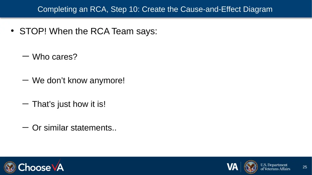 Guide to Performing a Root Cause Analysis: A - slide 25 of 52