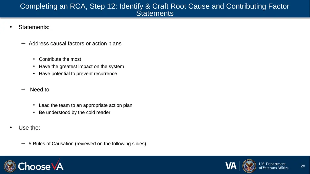 Guide to Performing a Root Cause Analysis: A - slide 28 of 52