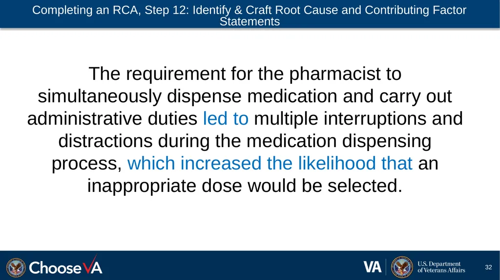 Guide to Performing a Root Cause Analysis: A - slide 32 of 52