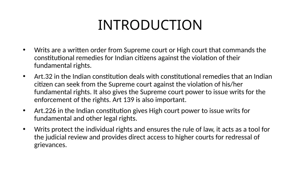 WRIT CONSTITUTION Is it a law/Statute? It is a - slide 3 of 36