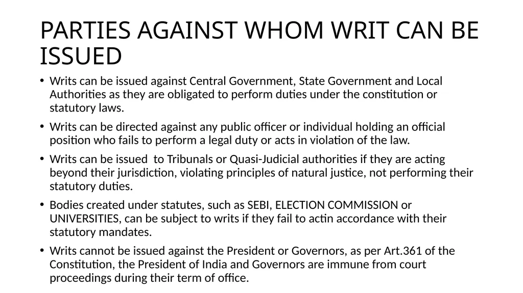 WRIT CONSTITUTION Is it a law/Statute? It is a - slide 15 of 36