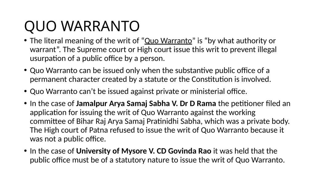 WRIT CONSTITUTION Is it a law/Statute? It is a - slide 23 of 36