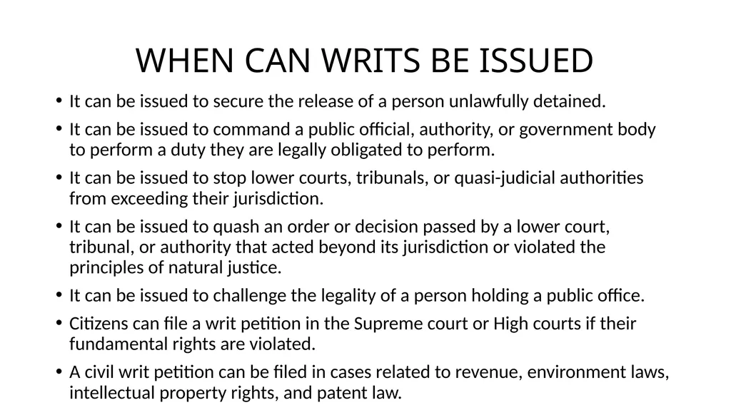 WRIT CONSTITUTION Is it a law/Statute? It is a - slide 9 of 36