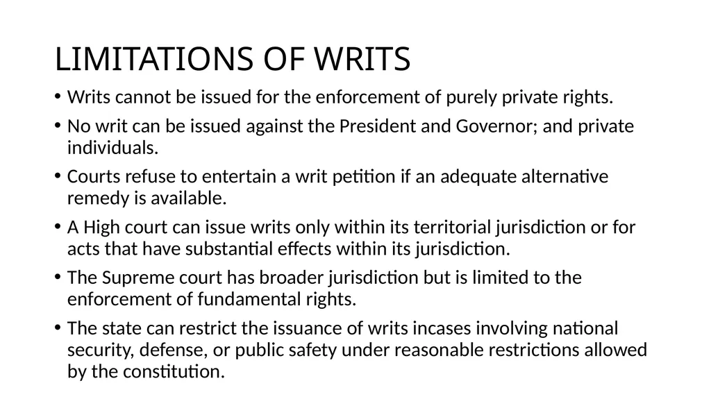 WRIT CONSTITUTION Is it a law/Statute? It is a - slide 16 of 36