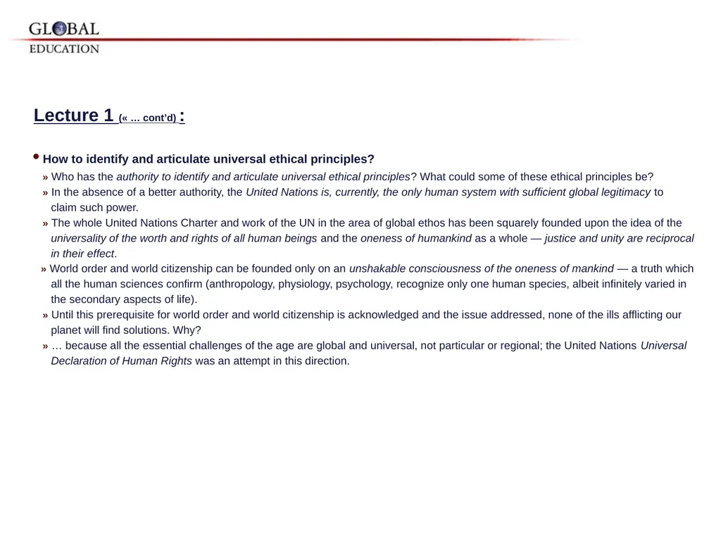 GKAS 3412 6 cr. Human Rights, Global Ethos and the - slide 24 of 42