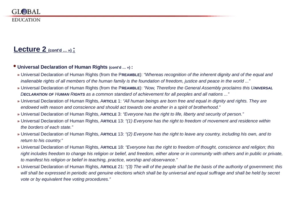 GKAS 3412 6 cr. Human Rights, Global Ethos and the - slide 25 of 42