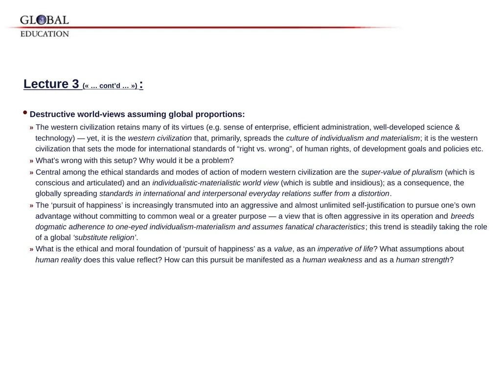 GKAS 3412 6 cr. Human Rights, Global Ethos and the - slide 29 of 42