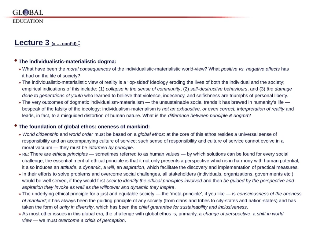 GKAS 3412 6 cr. Human Rights, Global Ethos and the - slide 30 of 42