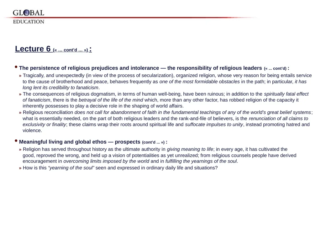 GKAS 3412 6 cr. Human Rights, Global Ethos and the - slide 39 of 42