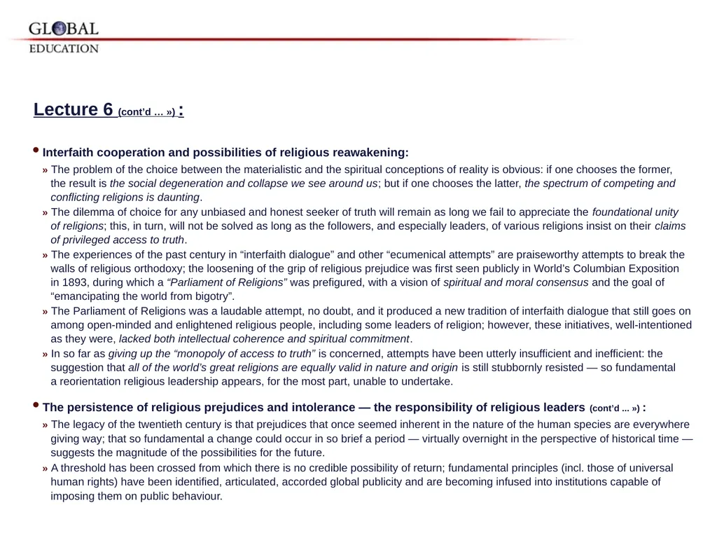 GKAS 3412 6 cr. Human Rights, Global Ethos and the - slide 38 of 42