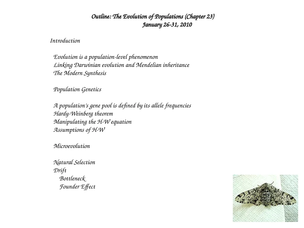 The Evolution of Populations Chapter 23 BCOR 012 - slide 2 of 38